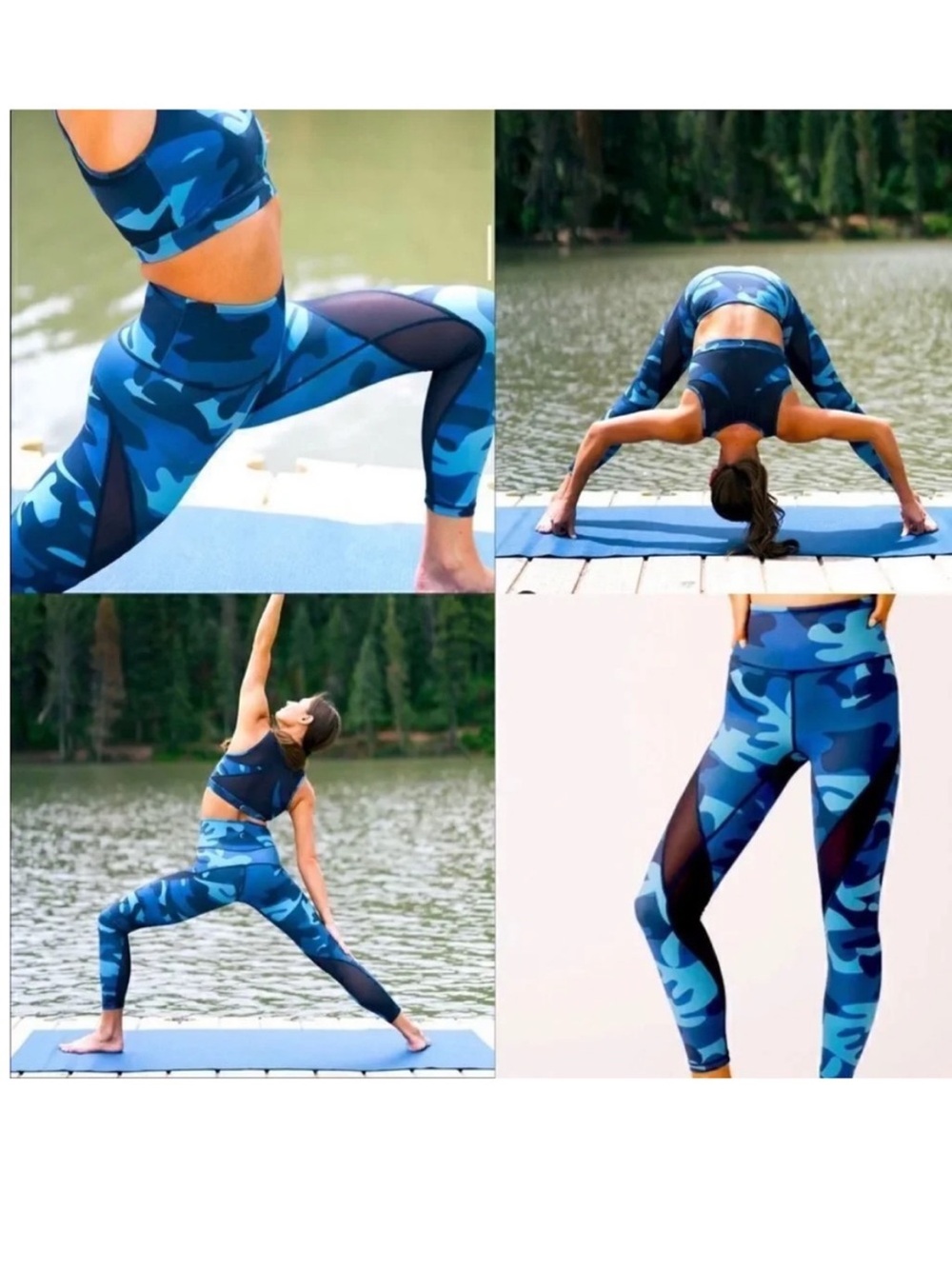 NWT ZYIA Navy Camo Mesh Light n Tight Hi Rise 7/8 Leggings Size 4